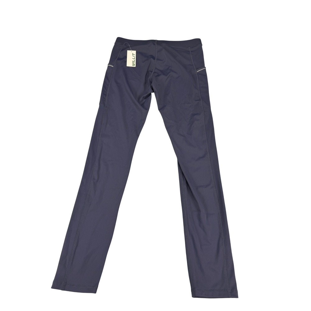 WILLIT Mens Running Tights Navy Blue Athletic Leggings Side Pockets Size L NEW